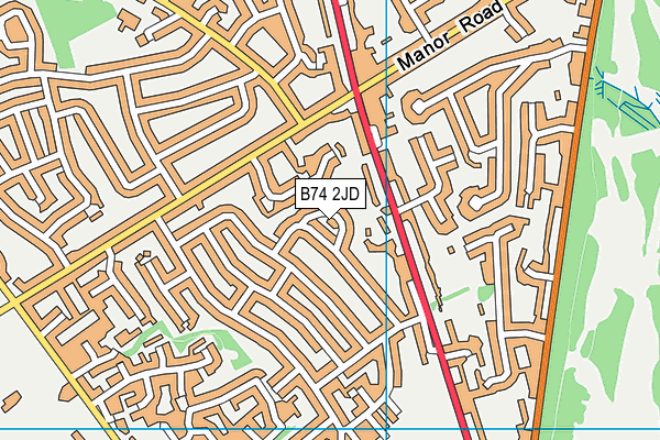 B74 2JD map - OS VectorMap District (Ordnance Survey)