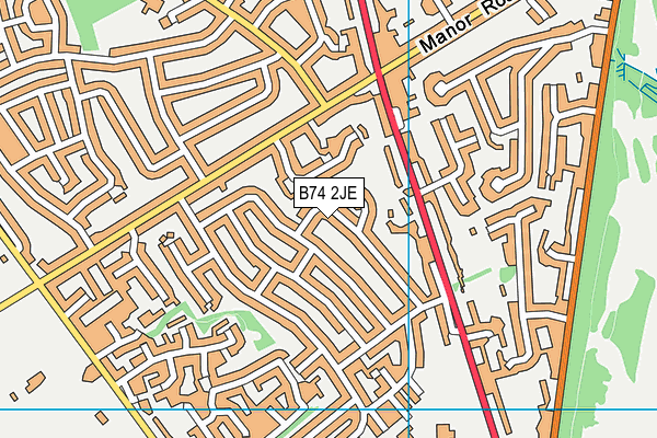 B74 2JE map - OS VectorMap District (Ordnance Survey)