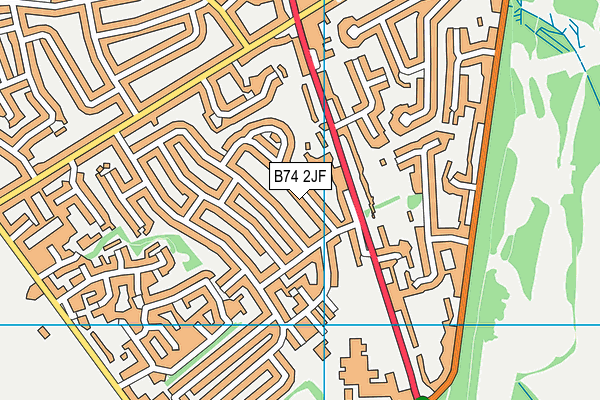 B74 2JF map - OS VectorMap District (Ordnance Survey)