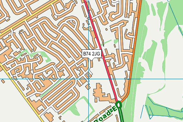 B74 2JG map - OS VectorMap District (Ordnance Survey)