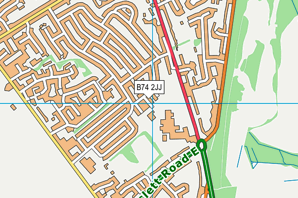 B74 2JJ map - OS VectorMap District (Ordnance Survey)