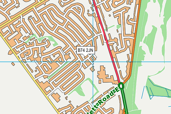 B74 2JN map - OS VectorMap District (Ordnance Survey)