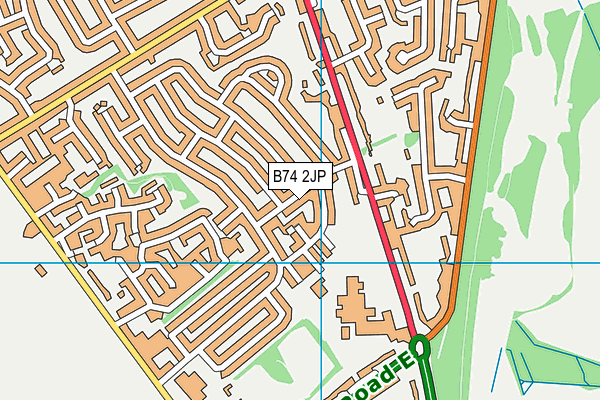 B74 2JP map - OS VectorMap District (Ordnance Survey)