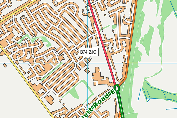 B74 2JQ map - OS VectorMap District (Ordnance Survey)