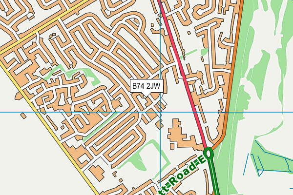 B74 2JW map - OS VectorMap District (Ordnance Survey)