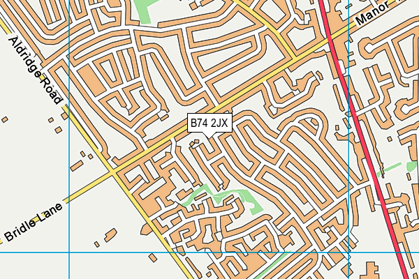 B74 2JX map - OS VectorMap District (Ordnance Survey)