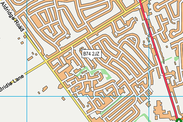 B74 2JZ map - OS VectorMap District (Ordnance Survey)