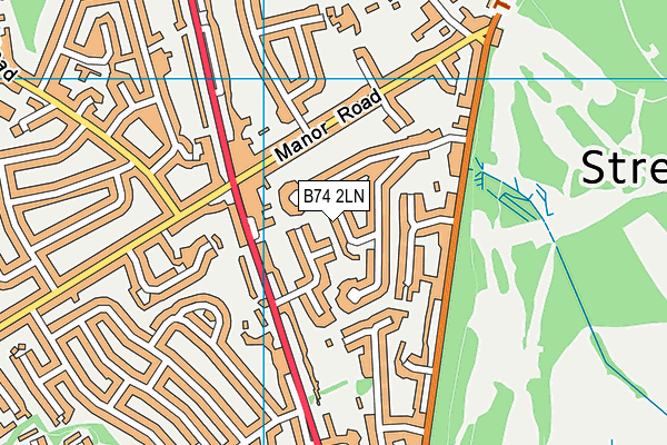 B74 2LN map - OS VectorMap District (Ordnance Survey)