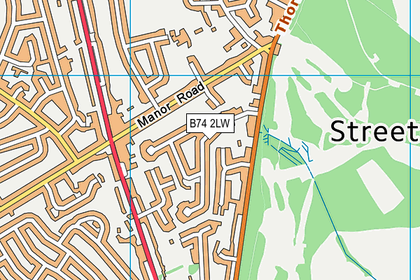 B74 2LW map - OS VectorMap District (Ordnance Survey)