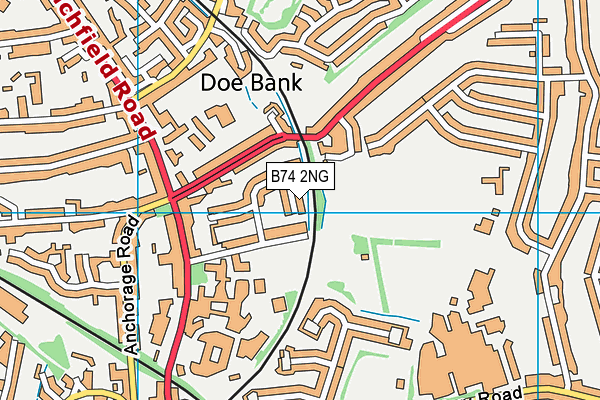 B74 2NG map - OS VectorMap District (Ordnance Survey)