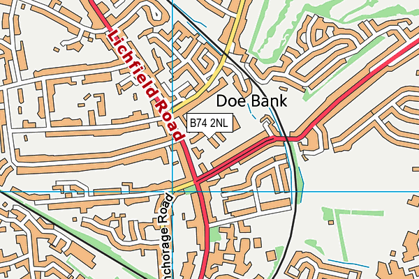 B74 2NL map - OS VectorMap District (Ordnance Survey)