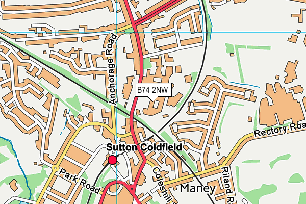 Birmingham Metropolitan College (Sutton Coldfield Campus) map (B74 2NW) - OS VectorMap District (Ordnance Survey)