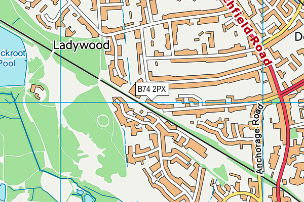 B74 2PX map - OS VectorMap District (Ordnance Survey)