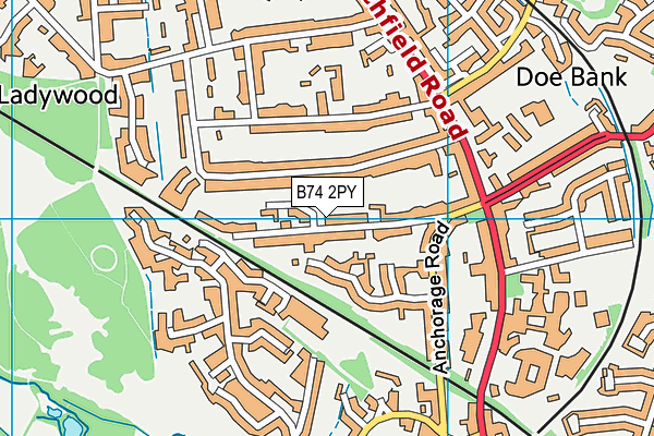 B74 2PY map - OS VectorMap District (Ordnance Survey)