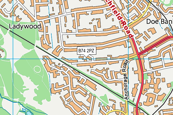 B74 2PZ map - OS VectorMap District (Ordnance Survey)
