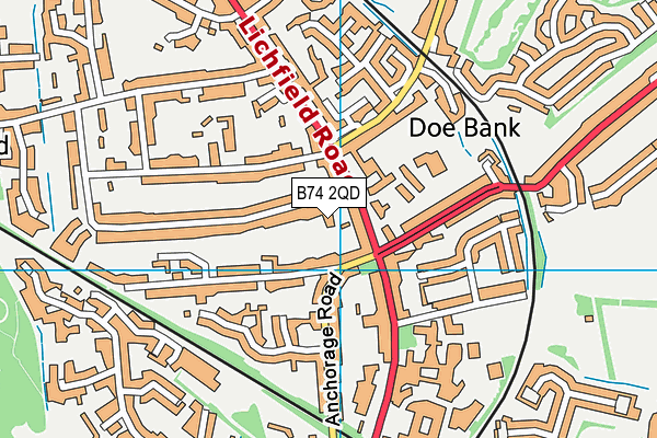 B74 2QD map - OS VectorMap District (Ordnance Survey)