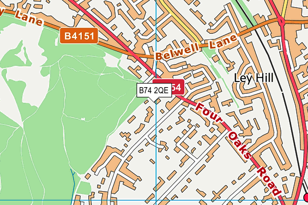 B74 2QE map - OS VectorMap District (Ordnance Survey)