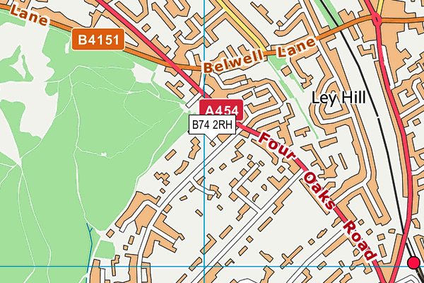 B74 2RH map - OS VectorMap District (Ordnance Survey)