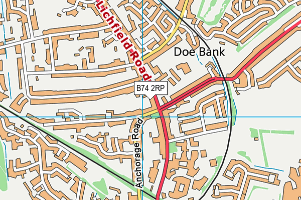 B74 2RP map - OS VectorMap District (Ordnance Survey)