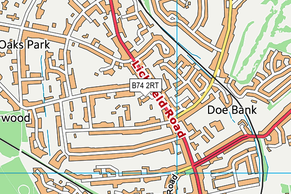 B74 2RT map - OS VectorMap District (Ordnance Survey)