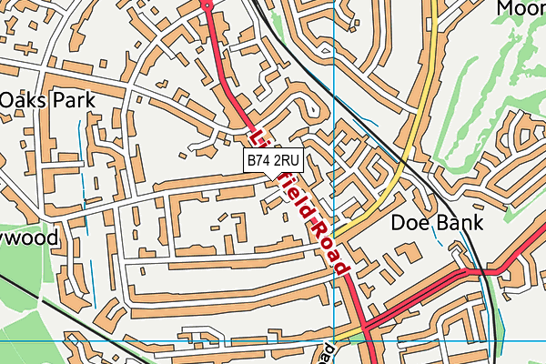 B74 2RU map - OS VectorMap District (Ordnance Survey)