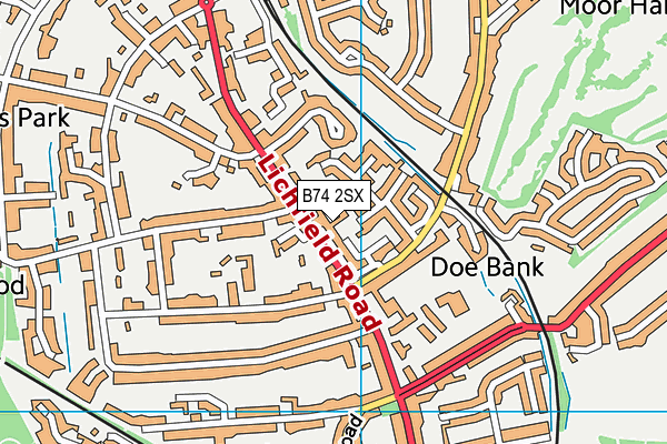 B74 2SX map - OS VectorMap District (Ordnance Survey)