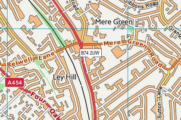 B74 2UW map - OS VectorMap District (Ordnance Survey)