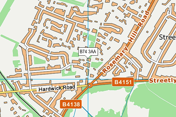 B74 3AA map - OS VectorMap District (Ordnance Survey)
