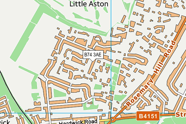 B74 3AE map - OS VectorMap District (Ordnance Survey)