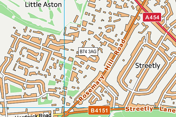B74 3AG map - OS VectorMap District (Ordnance Survey)