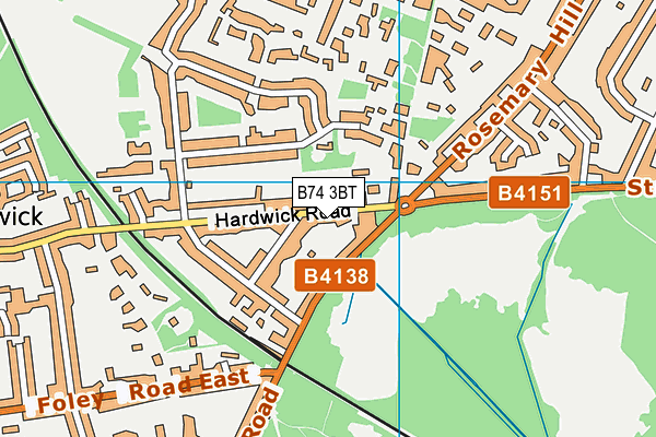 B74 3BT map - OS VectorMap District (Ordnance Survey)
