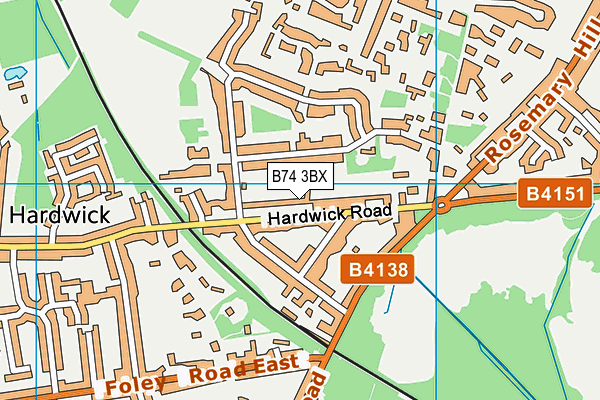 B74 3BX map - OS VectorMap District (Ordnance Survey)