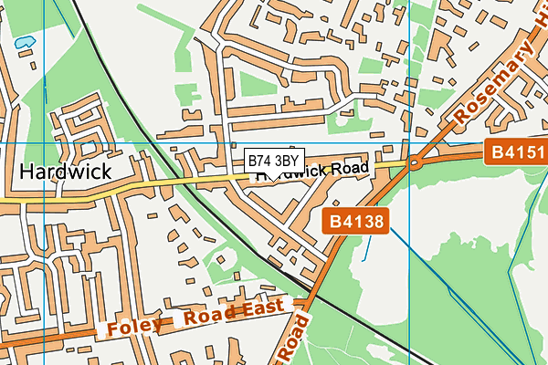 B74 3BY map - OS VectorMap District (Ordnance Survey)