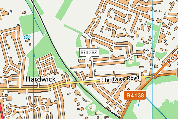 B74 3BZ map - OS VectorMap District (Ordnance Survey)