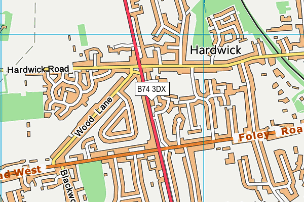 B74 3DX map - OS VectorMap District (Ordnance Survey)