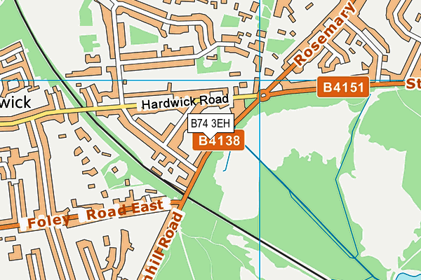 B74 3EH map - OS VectorMap District (Ordnance Survey)