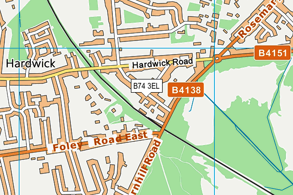 B74 3EL map - OS VectorMap District (Ordnance Survey)