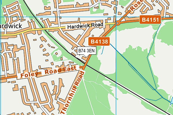 B74 3EN map - OS VectorMap District (Ordnance Survey)