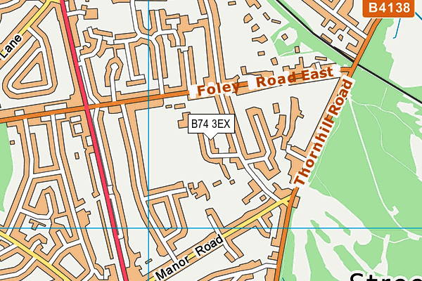 B74 3EX map - OS VectorMap District (Ordnance Survey)