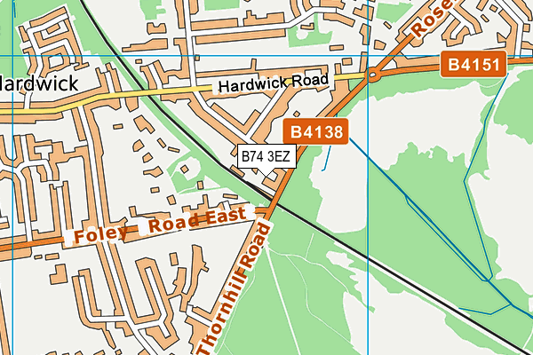 B74 3EZ map - OS VectorMap District (Ordnance Survey)