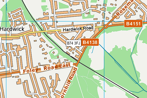 B74 3FJ map - OS VectorMap District (Ordnance Survey)