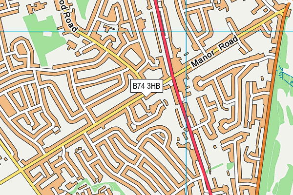 B74 3HB map - OS VectorMap District (Ordnance Survey)