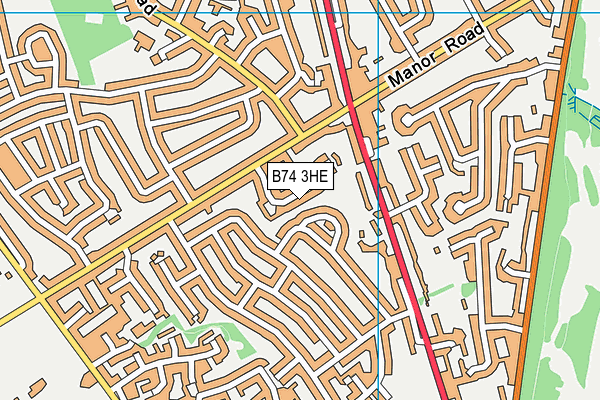 B74 3HE map - OS VectorMap District (Ordnance Survey)