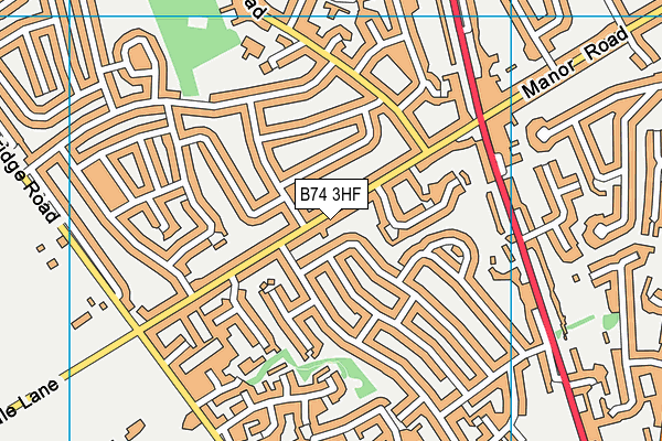 B74 3HF map - OS VectorMap District (Ordnance Survey)