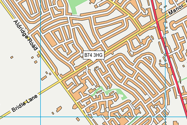 B74 3HG map - OS VectorMap District (Ordnance Survey)