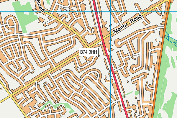 B74 3HH map - OS VectorMap District (Ordnance Survey)