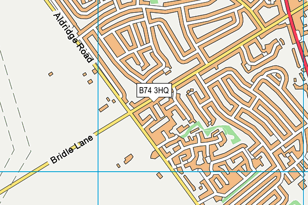 B74 3HQ map - OS VectorMap District (Ordnance Survey)