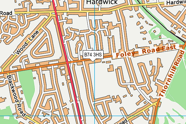 B74 3HS map - OS VectorMap District (Ordnance Survey)