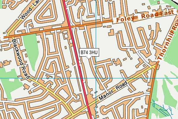 B74 3HU map - OS VectorMap District (Ordnance Survey)