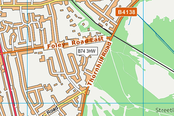 B74 3HW map - OS VectorMap District (Ordnance Survey)
